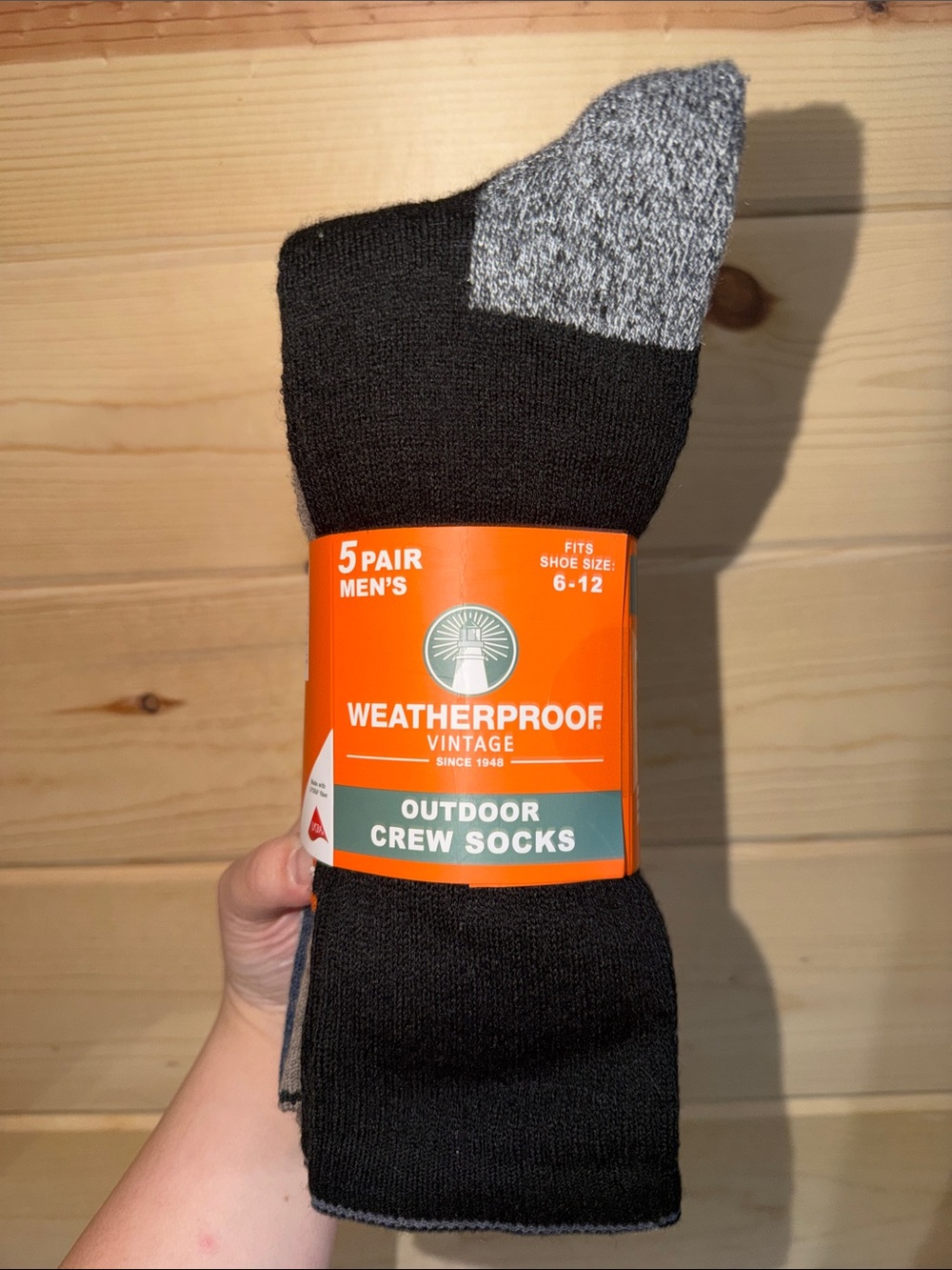 Weatherproof Men’s Black & Gray Outdoor Crew Socks - 5 Pack